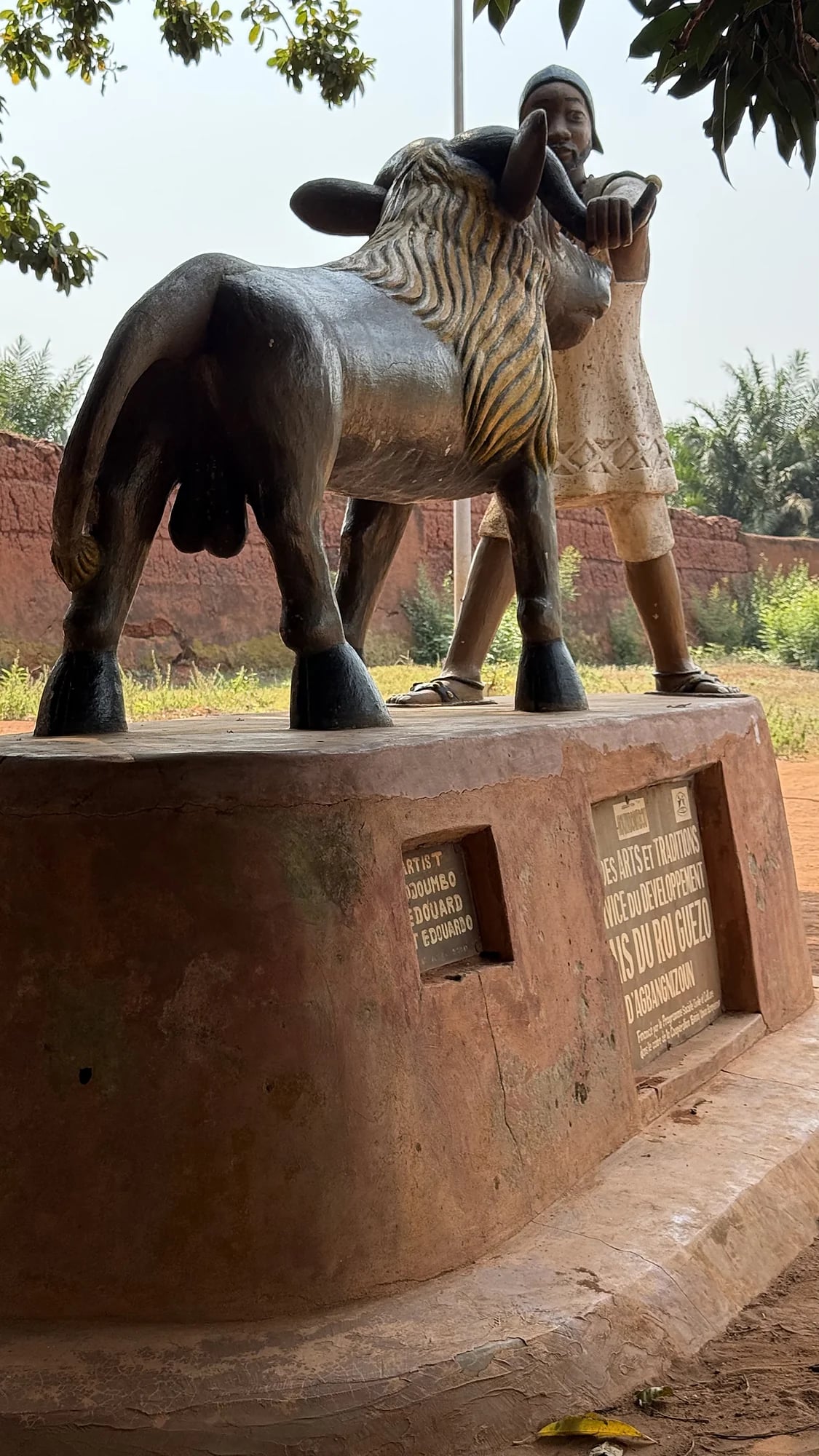 Buffalo statue on a square in Abomey